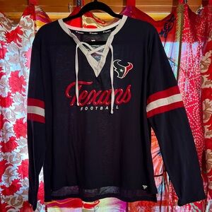 Houston Texans Fanatics Women's Block Party Team Script Lace-Up Long Sleeve